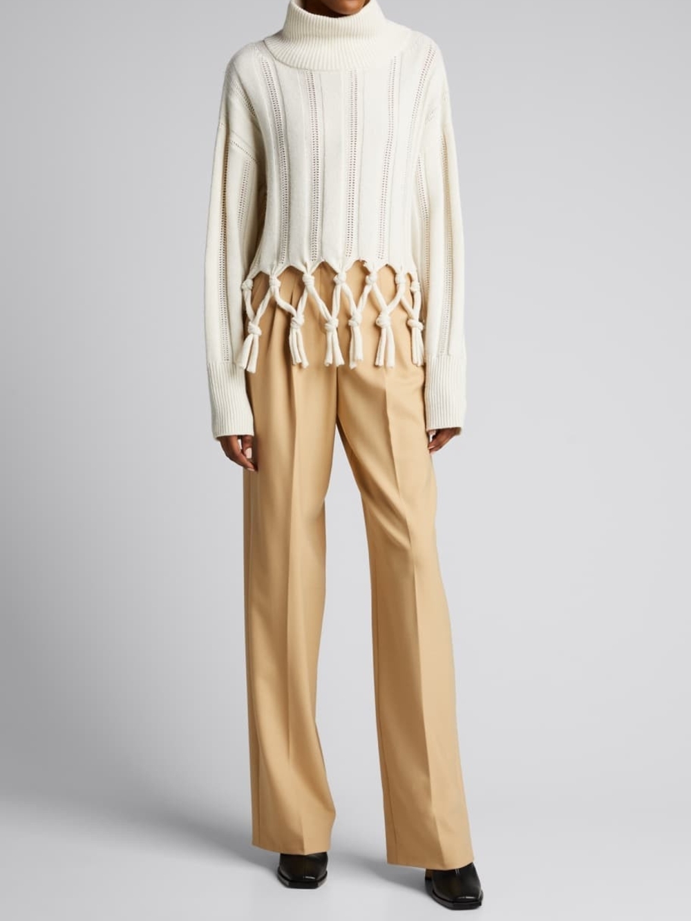 Jonathan Simkhai Cream Ribbed Knit Top
